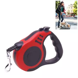 Automatické retractable vodítko pro psy a kočky, 3m, červené