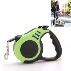 Automatické retractable vodítko pro psy, 3m (zelené) - ideální pro malé a střední psy