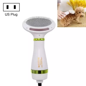 Elektrický hřeben na sušení srsti pro psy a kočky - US Plug (Zelený)