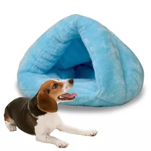 Trojúhelník Kočka Kennel Teplý Zesílený Mongolský Jurta Dům pro Psy a Kočky Velikost: L, 45×45×33cm (Nebeská Modrá)