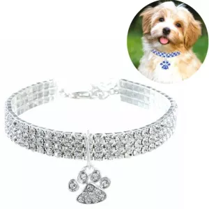 Obojek pro domácí zvířata Diamond Elastic, Velikost:M (Bílý)