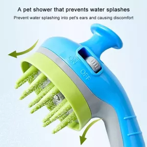 Pet sprcha s kartáčem a neklouzavým držadlem (modrá) Pet sprcha s kartáčem a neklouzavým držadlem (modrá)
