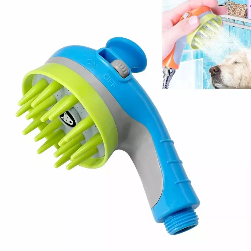 Pet sprcha s kartáčem a neklouzavým držadlem (modrá) Pet sprcha s kartáčem a neklouzavým držadlem (modrá)
