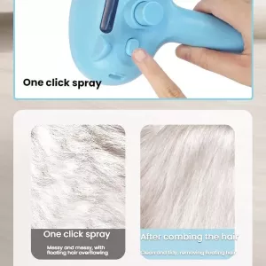 Pet Blue Light Antibacterial Spray Massage Knot Comb (Modrý)