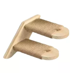 Dřevěné kočičí škrabadlo s sisalem - 2 úrovně na zeď