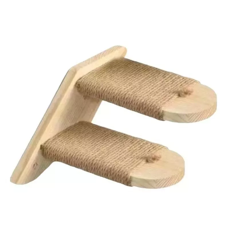 Dřevěné kočičí škrabadlo s sisalem - 2 úrovně na zeď