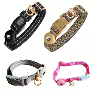 Silikonové pouzdro pro AirTag na obojek pro střední psy, nylonové reflexní proti zamotání, velikost M (černé) TopTechnology