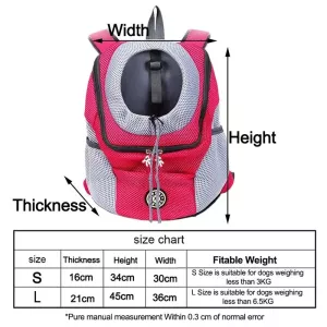 Outdoor Pet Dog Carrier Bag - Dvoubarevný batoh pro psy, S (Černý)