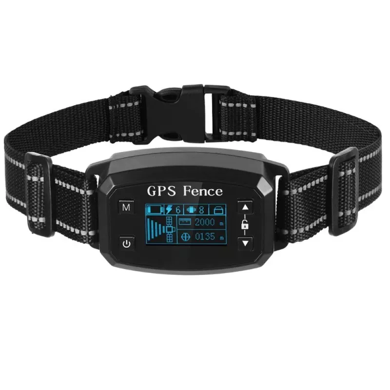 GPS Bezdrátový Elektronický Plot pro Psy s Inteligentním Automatickým Zastavením Kňučícího a OLED Displejem (Černý) TopTechnology