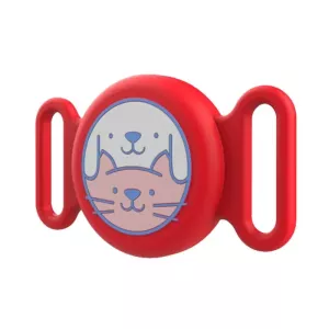 Ochranný silikonový obal pro AirTag na obojek domácího mazlíčka (Červený)