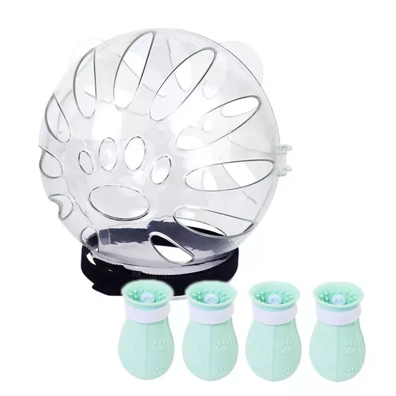 Obojek pro kočky Cat Space Hood Anti-Bite + druhá generace krytu nohou, barva: malá světle zelená TopTechnology