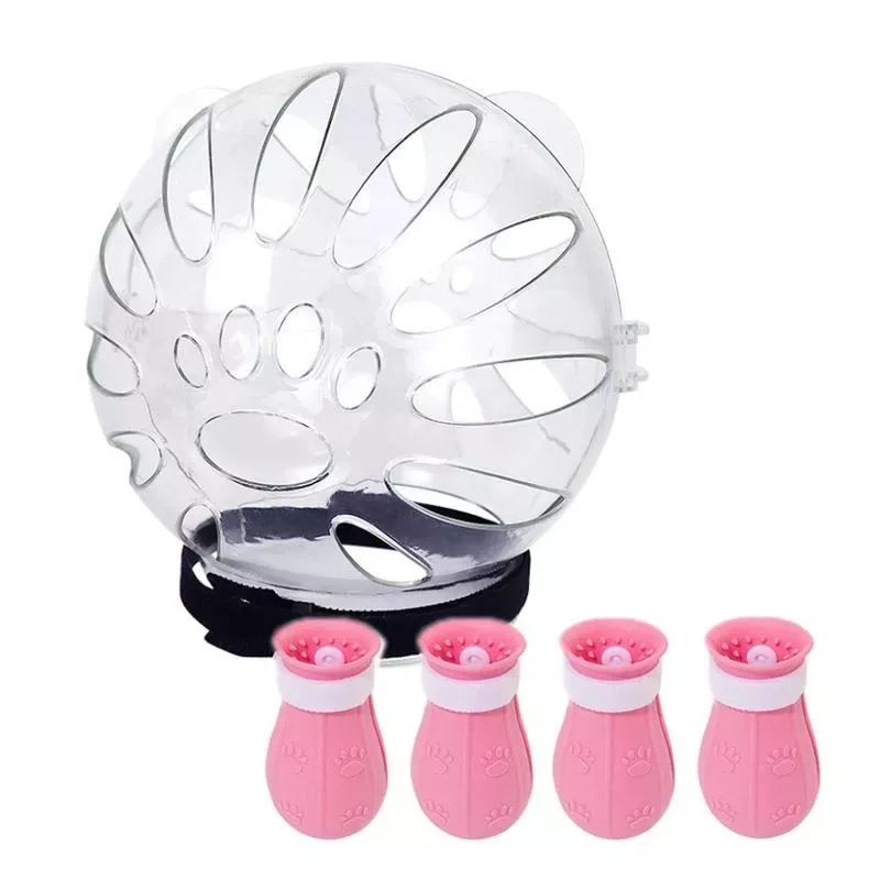 Protihrový kryt pro kočky Cat Space Hood + druhá generace nožního krytu, barva: malá růžová TopTechnology