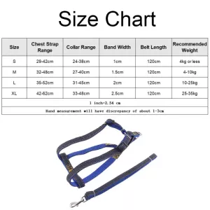 BG-Q1025 Vodítko + Hrudní popruh + Obojek pro psy, Silný denim, Velikost: XL (Černá) TopTechnology