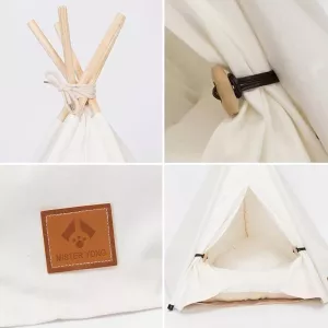 Bílý stan pro domácí mazlíčky pro malé a střední psy a kočky, skládací, s polštářem, velikost: malý 40×40×50cm TopTechnology Bílý stan pro domácí mazlíčky pro malé a střední psy a kočky, skládací, s polštářem, velikost: malý 40×40×50cm TopTechnology