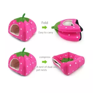 Domácí pelíšek ve tvaru jahody, skládací, krátký plyš, velikost S (modrý) TopTechnology Domácí pelíšek ve tvaru jahody, skládací, krátký plyš, velikost S (modrý) TopTechnology