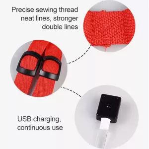 Dvouduchý LED světelný postroj pro domácí zvířata - nylonový postroj pro kočky a psy, velikost S (růžový) TopTechnology Dvouduchý LED světelný postroj pro domácí zvířata - nylonový postroj pro kočky a psy, velikost S (růžový) TopTechnology