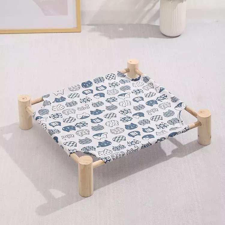Pet Bed 47x52cm - Bílé Kočičí Hlavy, Pratelné a Skládací TopTechnology