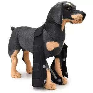 Ochranný kryt na koleno psa pro zranění a operaci, Velikost: S (černý model se podpůrnými pruhy) TopTechnology Ochranný kryt na koleno psa pro zranění a operaci, Velikost: S (černý model se podpůrnými pruhy) TopTechnology