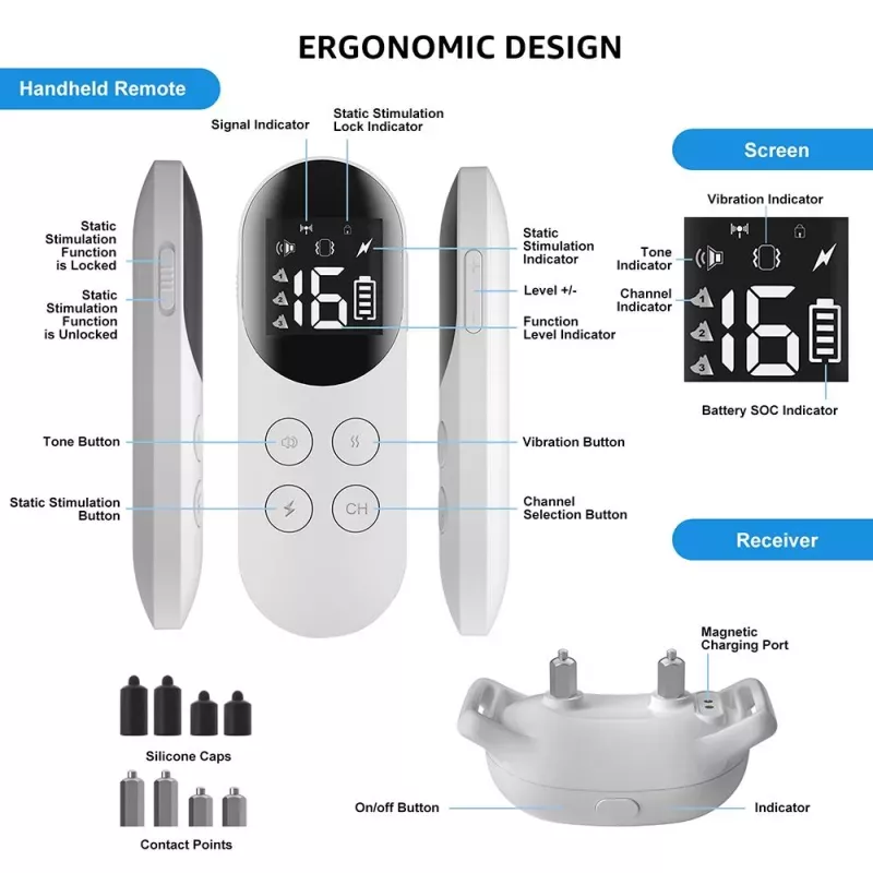 Smart voděodolný elektrický obojek pro psy s dálkovým ovládáním, velikost: pro jednoho psa (bílý) TopTechnology