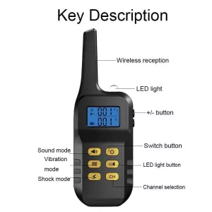 T720 1000m Inteligentní elektrický ovladač pro výcvik psů (Žlutý) TopTechnology