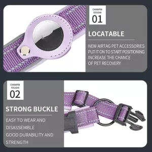 Obojek pro psa pro sttracker AirTag, neoprenové podložení, reflexní, velikost: S (červená) TopTechnology