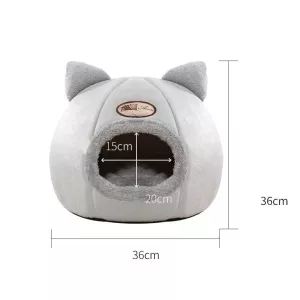 Zimní polouzavřený teplý a sametový kulatý pelíšek pro domácí mazlíčky, vel. L 36x36x36cm TopTechnology