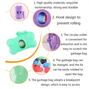 10 PCS BG-W085 Pet Bone Typ Odpadkový Box a Čističový Nástroj pro Zvířata, Náhodná Barva