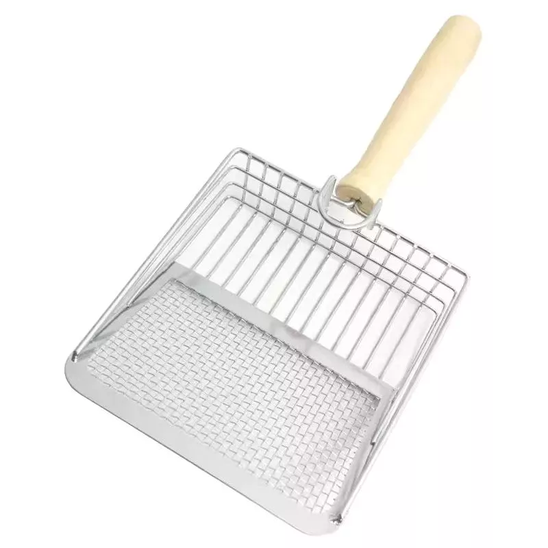 Metalový lopatka na kočičí stelivo s filtrací a oddělením, barva: čtvercová stříbrná TopTechnology