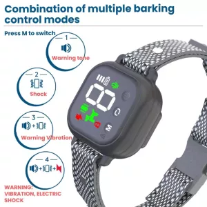 Automatické zařízení na eliminaci štěkání pro psy s barevným displejem (bez elektrického šoku/duální motorová vibrace) TopTechnology