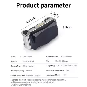 G12 IP67 Vodotěsný GPS sledovač pro psy TopTechnology G12 IP67 Vodotěsný GPS sledovač pro psy TopTechnology