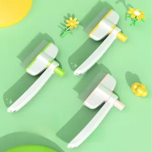 Nástroj na odstranění srsti Pet Hair Removal Tool One Touch Rotating Fine Tooth Comb (Bílá Žlutá) TopTechnology Nástroj na odstranění srsti Pet Hair Removal Tool One Touch Rotating Fine Tooth Comb (Bílá Žlutá) TopTechnology