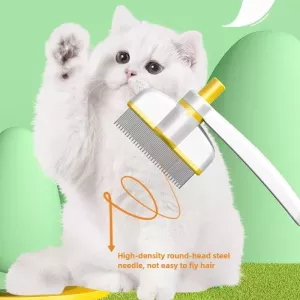 Nástroj na odstranění srsti Pet Hair Removal Tool One Touch Rotating Fine Tooth Comb (Bílá Žlutá) TopTechnology Nástroj na odstranění srsti Pet Hair Removal Tool One Touch Rotating Fine Tooth Comb (Bílá Žlutá) TopTechnology