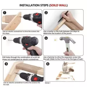 4-vrstvé nástěnné kočičí škrabadlo s dřevěnou platformou a sisalem TopTechnology 4-vrstvé nástěnné kočičí škrabadlo s dřevěnou platformou a sisalem TopTechnology