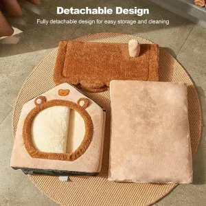 Celoroční odnímatelný a pratelný teplý pelíšek pro kočky, velikost: L (hnědý medvěd) TopTechnology Celoroční odnímatelný a pratelný teplý pelíšek pro kočky, velikost: L (hnědý medvěd) TopTechnology