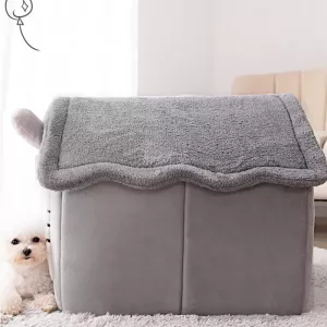 Celoroční pratelný a odnímatelný teplý kočičí pelíšek, velikost: M (Šedé dlouhé uši) TopTechnology