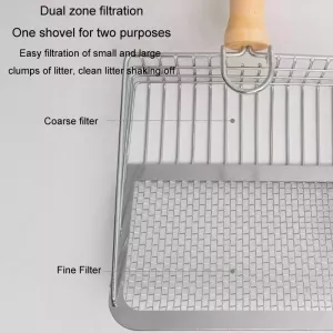 Metalová lopatka na kočičí stelivo s filtrem, barva: Kulatá stříbrná TopTechnology