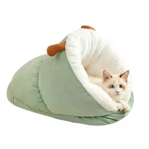 Slipper-Style Cat Ced Zimní Teplá Polštářek s Polovičním Přístřeškem - Velikost L (Zelená) TopTechnology