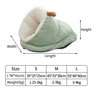 Slipper-Style Cat Ced Zimní Teplý Polštář pro Kočky, Velikost M (Zelený) TopTechnology