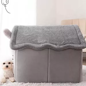 Zimní odnímatelný a pratelný zateplený kočičí pelíšek L (šedé dlouhé uši) TopTechnology Zimní odnímatelný a pratelný zateplený kočičí pelíšek L (šedé dlouhé uši) TopTechnology