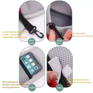 Breatheable Messenger Taška pro Kočky s Širšími Popruhy, Velikost: Velká (Černá) TopTechnology