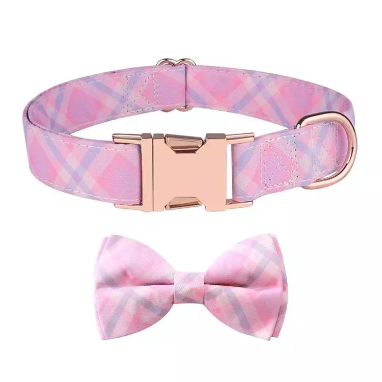 Obojek pro psy s odnímatelnou mašlí v růžovém zlatě, velikost M 2.0x33-50cm (Sweet Pink Girl) TopTechnology