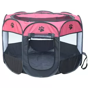 Voděodolný psí stan z Oxfordské tkaniny, skládací, osmiúhlý, S, 73 x 73 x 43 cm (Magenta) TopTechnology Voděodolný psí stan z Oxfordské tkaniny, skládací, osmiúhlý, S, 73 x 73 x 43 cm (Magenta) TopTechnology