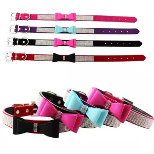 Flocking Diamond Studded Bowknot Pet Collar pro psy, velikost S, 1.5 * 37 cm (černý) TopTechnology Flocking Diamond Studded Bowknot Pet Collar pro psy, velikost S, 1.5 * 37 cm (černý) TopTechnology