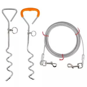 Kovový venkovní vodítko pro domácí zvířata s upevňovacím hřebíkem, Upgrade + Lano TopTechnology Kovový venkovní vodítko pro domácí zvířata s upevňovacím hřebíkem, Upgrade + Lano TopTechnology