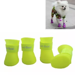Lovely Pet Dog Shoes Puppy Candy Color Rubber Boots Waterproof Rain Shoes, S, 4.3 x 3.3cm (Žluté)