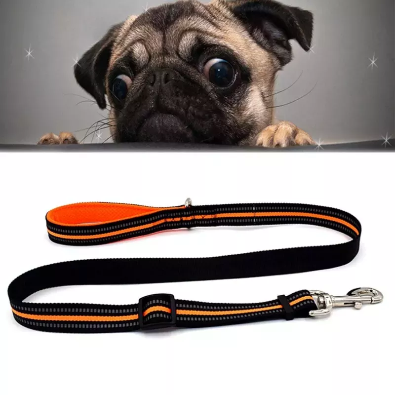 Vodítko pro psy Pet Dogs Nylon s reflexními prvky, velikost: S, nastavitelné 100-140 cm (oranžové) TopTechnology