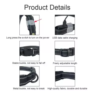 LED dobíjecí odolný a voděodolný svítící obojek pro domácí zvířata, velikost: L (černý) TopTechnology LED dobíjecí odolný a voděodolný svítící obojek pro domácí zvířata, velikost: L (černý) TopTechnology