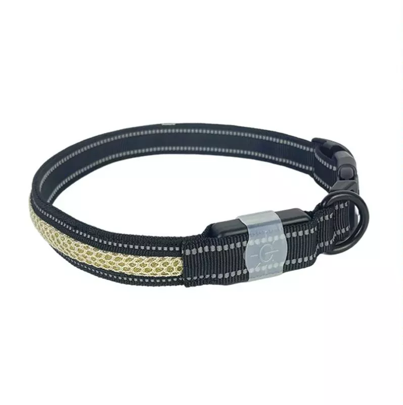 LED dobíjecí odolný a voděodolný svítící obojek pro domácí zvířata, velikost: L (černý) TopTechnology