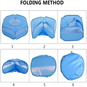 Složitelný plot pro malé domácí zvířata s plachtou (modrý) TopTechnology