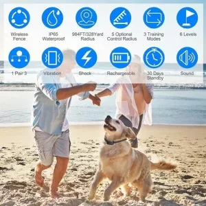 2v1 Elektrický plot pro psy a dálkový tréninkový obojek s vibrací a šokem pro 2 psy (černý) TopTechnology 2v1 Elektrický plot pro psy a dálkový tréninkový obojek s vibrací a šokem pro 2 psy (černý) TopTechnology